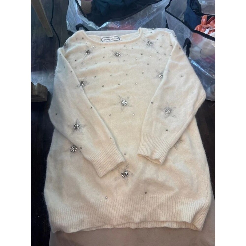 Vintage lambswool and angora rabbit hair beaded sweater